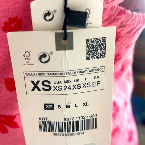 Zara NWT xs pink floral mini dress - Picture 5 of 7